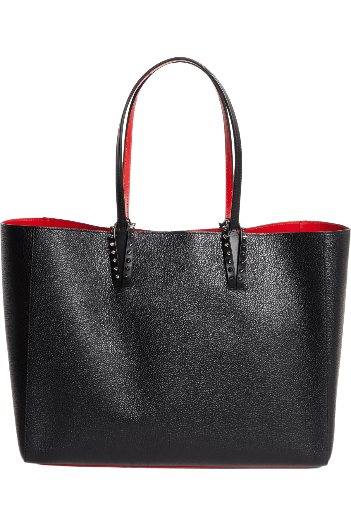 Black Leather Tote Bag with Red Interior