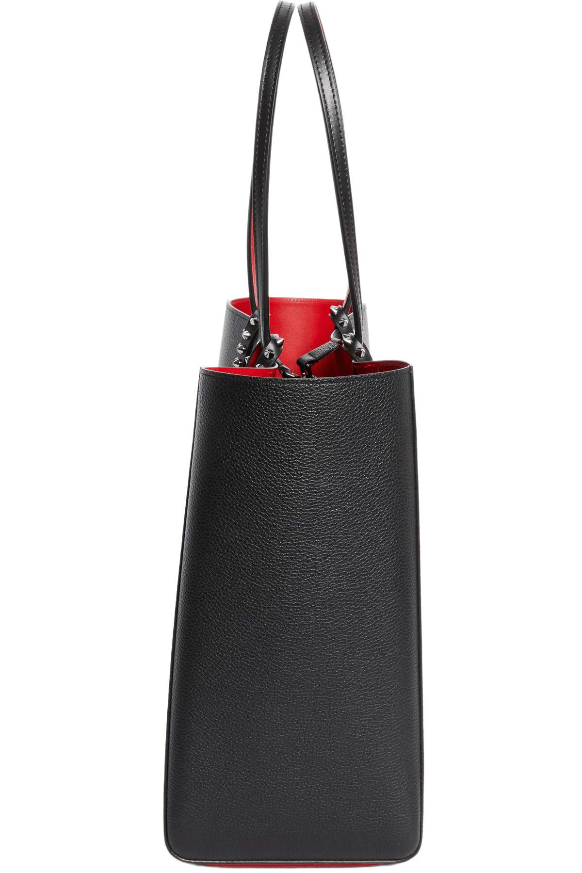Black Leather Tote Bag with Red Interior