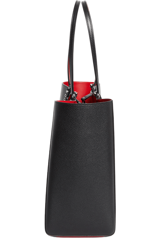 Black Leather Tote Bag with Red Interior