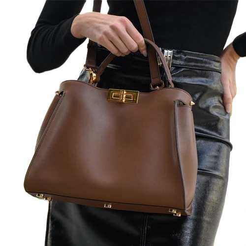 AURA BAG Women's Brown Leather Handbag