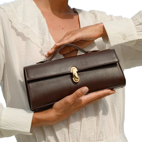 AURA BAG Women's Brown Leather Pouch