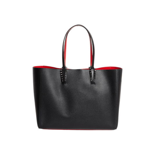 Black Leather Tote Bag with Red Interior